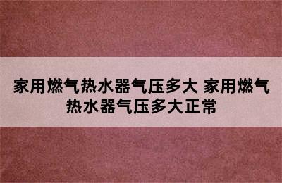 家用燃气热水器气压多大 家用燃气热水器气压多大正常